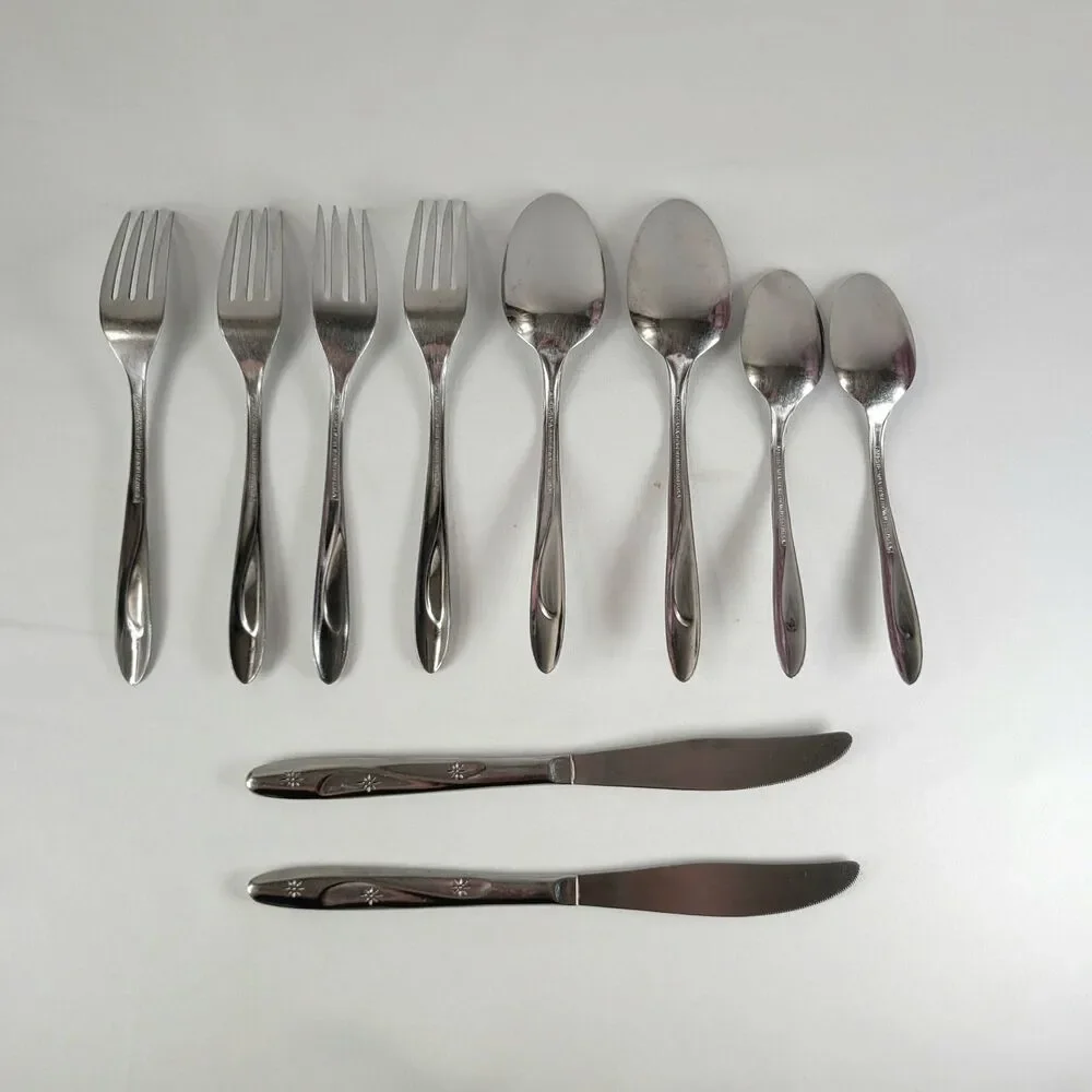 Vintage Americana Star Flatware Set International Stainless Atomic Celestial MCM